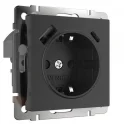 Розетка с заземлением, шторками и USB тип A+C (черный) W1171708 Werkel a056275