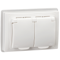 KVARTA Роз. 2-мест. з/к/ш/кр 16А IP44 РСбш12-3-КБ-44 бел IEK KV-R26-16-44-K01