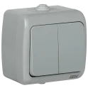 AQUATIC Выключатель 2-клавишный для открытой установки 10А IP54 ВС-20-2-0-А IEK EVA20-K03-10-54