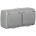 AQUATIC Розетка 2-местная с заземлением и крышкой для открытой установки 16А IP54 РСш22-2-А ERA2 IEK