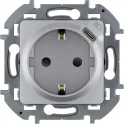 Розетка 2К+З немецкий стандарт 16А 250В со встроенным зарядным устройством USB C 1.5А 5В - INSPIRIA 