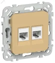 FLITE Розетка 2-местная компьютерная RJ45 категория 6 UTP РК6-2-0-ФлШм шамуа IEK FI-K22-2-K89