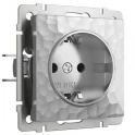 Розетка с заземлением (серебряный) Hammer W1271006 Werkel a052073