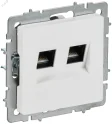 BRITE Розетка компьютерная двойная кат.5E RJ45 РК10-2-БрАБ арктический белый IEK BR-K20-1-K91