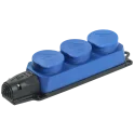 РБ33-1-0м Розетка трехместная ОМЕГА IP44 синяя IEK PKR61-016-2-K07