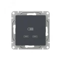 Механизм розетки USB-C - 2шт графит Эпика EKF UP1-SOG-2USBC