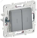 SKANDY Выключатель 2-клавишный проходной с индикацией 10А SK-V10Gr серый IEK SK-V22-1-10-K03