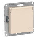 ATLASDESIGN РОЗЕТКА с заземл. со шторк. с крышкой, 16А, IP20, механизм, БЕЖЕВЫЙ ATN Systeme Electric