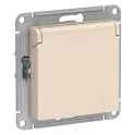 ATLASDESIGN РОЗЕТКА с заземл. со шторк. с крышкой, 16А, IP20, механизм, БЕЖЕВЫЙ ATN Systeme Electric