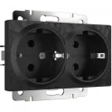 Розетка двойная с заземлением (черный) Hammer W1272008 Werkel a052050