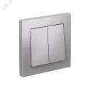 Выключатель двухклавишный ATLASDESIGN схема 5 10АХ в сборе алюминий Systeme Electric ATN000352
