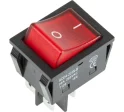 Выключатель клавишный 250V 25А (4с) ON-OFF красный с подсветкой REXANT (10/10/500) Rexant 36-2343