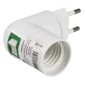 Переходник вилка 220В-патрон Е27 пластик белый IEK EPP16-02-01-K01