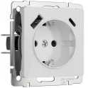 Розетка с заземлением, шторками и USB тип A+C (белый акрил) W1171741 Werkel a064014