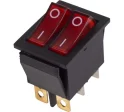 Выключатель клавишный 250V 15А (6с) ON-OFF красный с подсветкой двойной REXANT (10/10/1000) 3 Rexant
