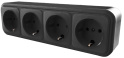 Розетка 4-местная с заземляющим контактом, 250В, 16А, IP20, PST16-61-20 (RA 16-466-Ч), черный STEKKE