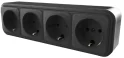 Розетка 4-местная с заземляющим контактом, 250В, 16А, IP20, PST16-61-20 (RA 16-466-Ч), черный STEKKE