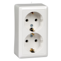 ХИТ О/У РОЗЕТКА двойная с заземлением без шторок 16А, 250В, БЕЛЫЙ. Россия RA16-238- Systeme Electric