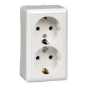 ХИТ О/У РОЗЕТКА двойная с заземлением без шторок 16А, 250В, БЕЛЫЙ. Россия RA16-238- Systeme Electric