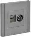 FORTE&PIANO Розетка двойная TV+RJ45 кат.5E FP536 сталь IEK FP-AK20-1-K46