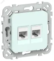 FLITE Розетка 2-местная компьютерная RJ45 категория 5Е UTP РК5е-2-0-ФлХЛ холодный лед FI-K22-1-K IEK