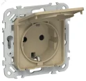 FLITE Розетка с заземлением с защитными шторками и крышкой 16А IP44 РСшкр11-0-44-ФлХ хаки FI-R16 IEK