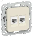 FLITE Розетка 2-местная компьютерная RJ45 категория 5Е UTP РК5е-2-0-ФлСл сливочный IEK FI-K22-1-K86