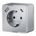 Розетка с заземлением, шторками и USB тип A+C Gallant (серебряный) W5071706 Werkel a057701