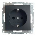 Розетка 1-местная с защитной шторкой с/з (механизм), 250В, 16А, серия Катрин, GLS16-7110-05, черный 