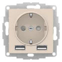 ATLASDESIGN РОЗЕТКА 16А c 2 USB A+A, 5В/2,4А, 2х5В/1,2А, механизм, БЕЖЕВЫЙ ATN00023 Systeme Electric