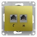 GLOSSA Розетка двойная RJ11+RJ45 категория 5E механизм фисташковый Systeme Electric GSL001085