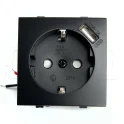 Розетка одноместная с/з и с USB (механизм) серия Эрна черный STEKKER PST16-9111-03 49155