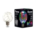 Лампа светодиодная, (3W) 230V E27 RGB G80, LB-381 Feron 41676