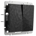 Выключатель двухклавишный (черный) Hammer W1220008 Werkel a052059