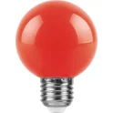 Лампа светодиодная, (3W) 230V E27 красный G60, LB-371 Feron 25905