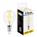 Лампа светодиодная, (15W) 230V E14 2700K прозрачная, LB-515 Feron 38249