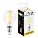 Лампа светодиодная, (15W) 230V E14 2700K прозрачная, LB-515 Feron 38249