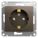 GLOSSA Розетка с заземлением со шторками шоколад в рамку Systeme Electric GSL000845