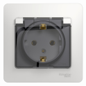 GLOSSA РОЗЕТКА с заземлением со шторками с крышкой, 16А, IP20, в сборе, БЕЛЫЙ GSL00 Systeme Electric