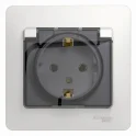 GLOSSA РОЗЕТКА с заземлением со шторками с крышкой, 16А, IP20, в сборе, БЕЛЫЙ GSL00 Systeme Electric
