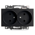 Розетка 2-местная с защитной шторкой (механизм) б/з, 250В, 10А, серия Катрин, GLS10-7113-05, черный 