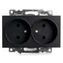 Розетка 2-местная с защитной шторкой (механизм) б/з, 250В, 10А, серия Катрин, GLS10-7113-05, черный 