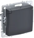 BRITE Розетка с заземлением с защитными шторками и крышкой 16А IP20 РСбш10-3-БрГ графит BR-R16-1 IEK