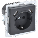 BRITE Роз. с з/к/ш 16А с USB A+A 2,1А РЮш10-1-БрГ граф. IEK BR-R14-16-U21-D21-K53
