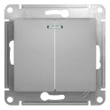 SE Glossa Алюминий Выключатель 2-клавишный с подсветкой, сх.5а, 10АХ Systeme Electric GSL000353