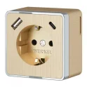 Розетка с заземлением, шторками и USB тип A+C Gallant (шампань рифленый) W5071710 Werkel a057703
