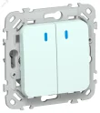 FLITE Выключатель 2-клавишный с индикацией 10А ВС12-1-1-ФлХЛ холодный лед IEK FI-V20-1-10-1-K94