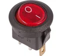 Выключатель клавишный круглый 250V 6А (3с) ON-OFF красный с подсветкой (10/10/3000) Rexant 36-2570