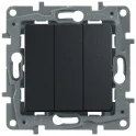 Выключатель трёхклавишный - Etika - 10А 250В винтовые зажимы - антрацит Legrand 672643