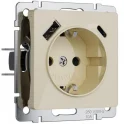 Розетка с заземлением, шторками и USB тип A+C (айвори акрил) W1171743 Werkel a064131